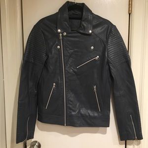 NWT. BLUE LEATHER JACKET